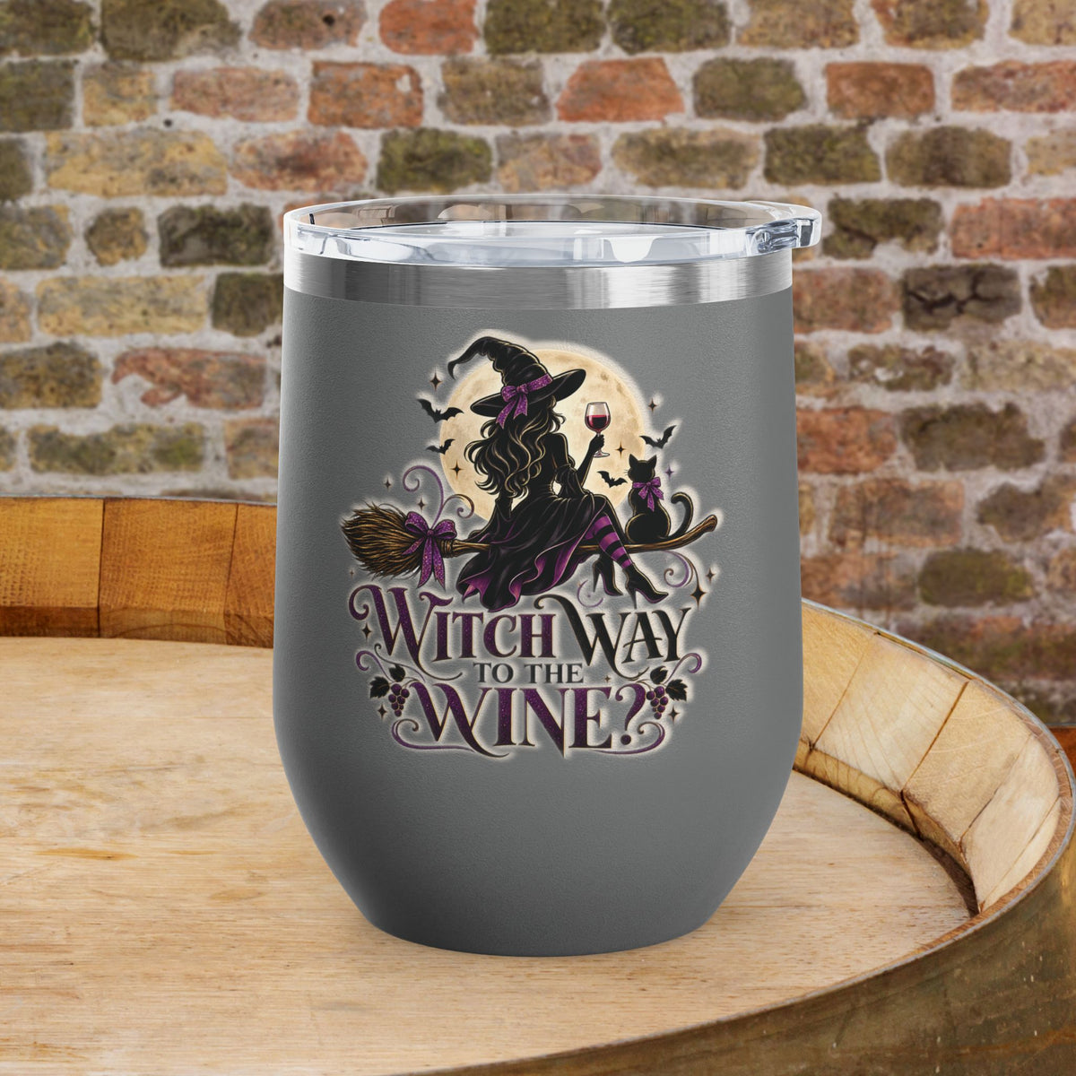 Witch Way To The Wine 12oz Personalized Wine Tumbler