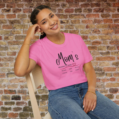 Mom's Reason To Wine Personalized Crew Neck Tee