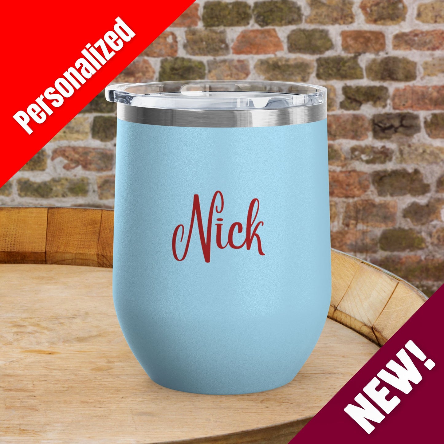 Red Wine & Blue Independence Day Personalized 12oz Wine Tumbler