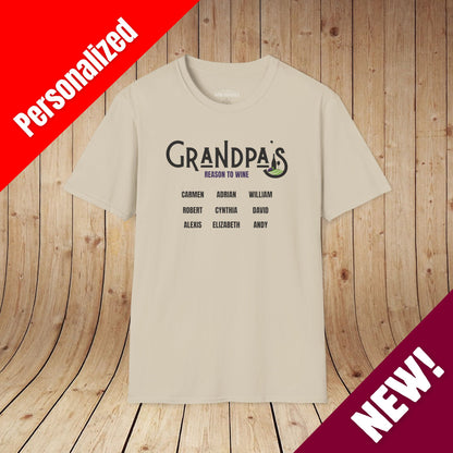 Grandpa's Reason To Wine Personalized T-Shirt