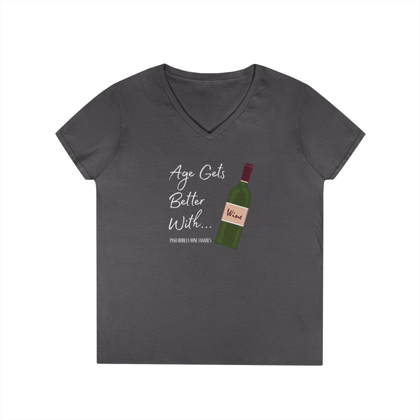 Age Gets Better With Wine Ladies V-Neck Tee