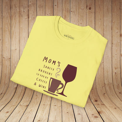 Mom's sanity brought to you by Coffee & Wine Personalized Tee