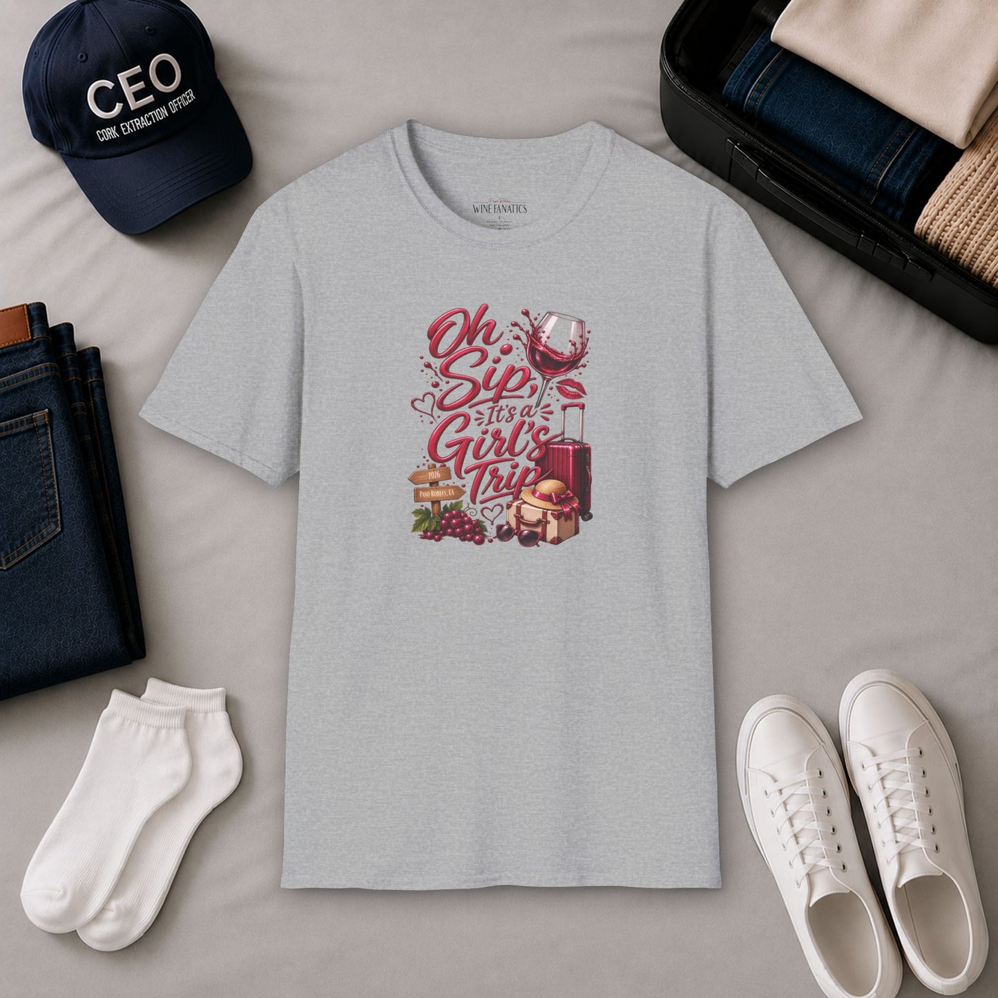 Oh Sip It's A Girl's Trip Personalized Crewneck Tee