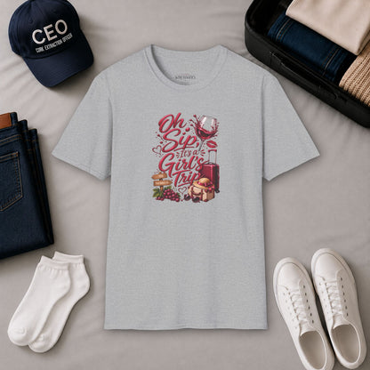 Oh Sip It's A Girl's Trip Personalized Crewneck Tee