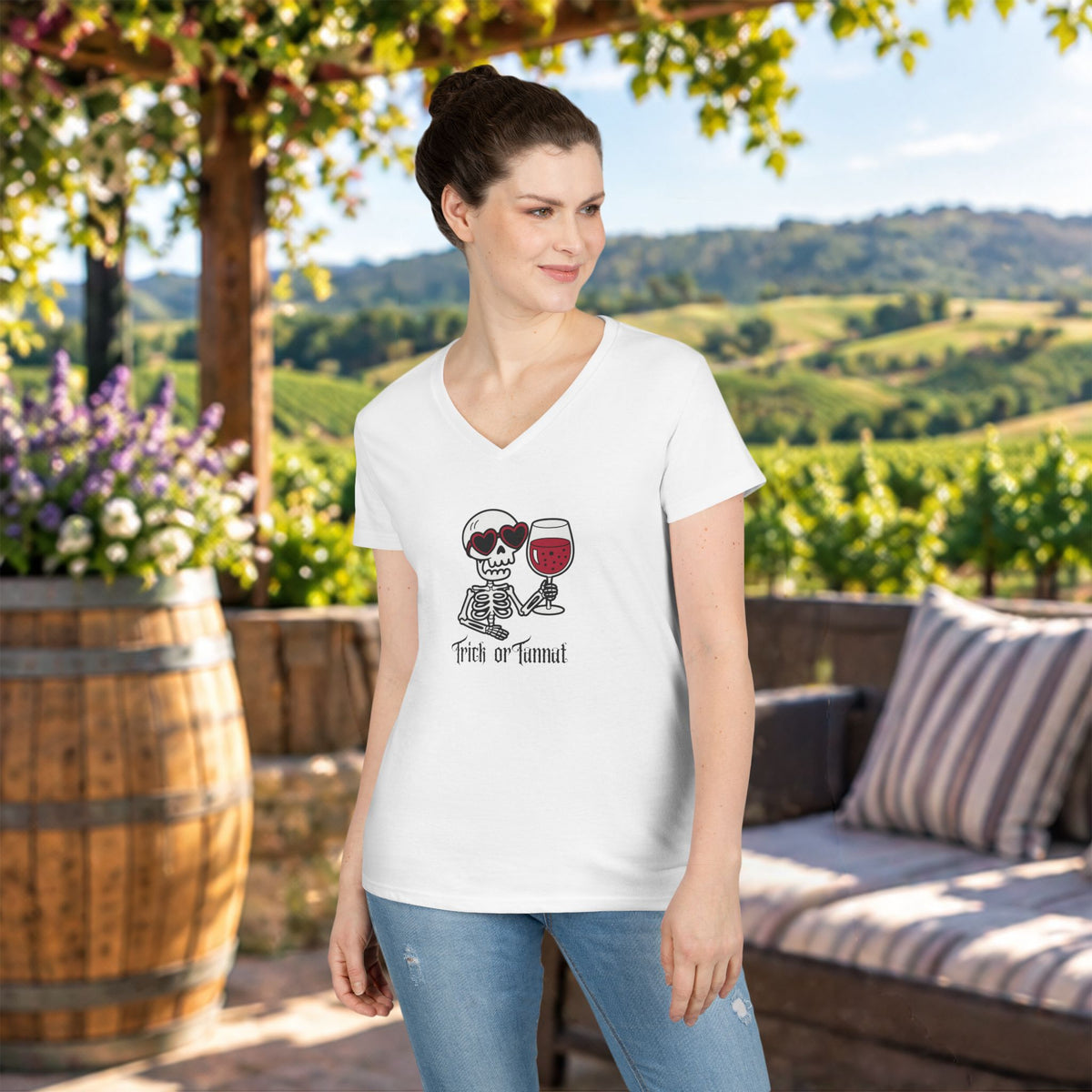 Trick or Tannat Ladies V-Neck  Tee
