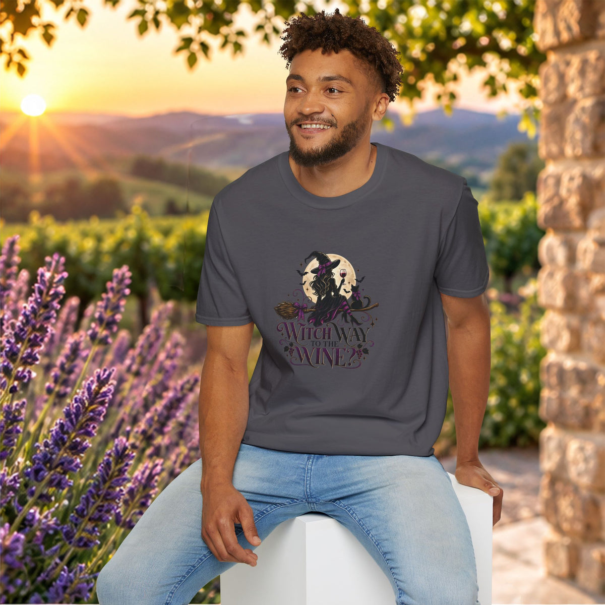 Witch Way To The Wine Unisex Softstyle T-Shirt