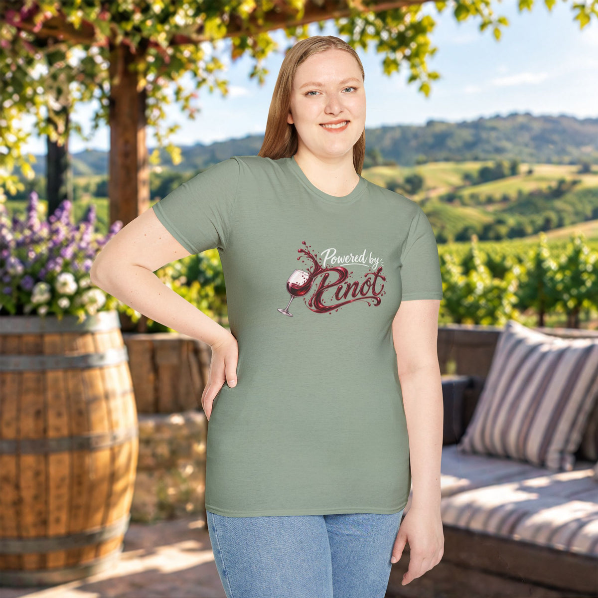 Powered By Pinot Crewneck T-Shirt
