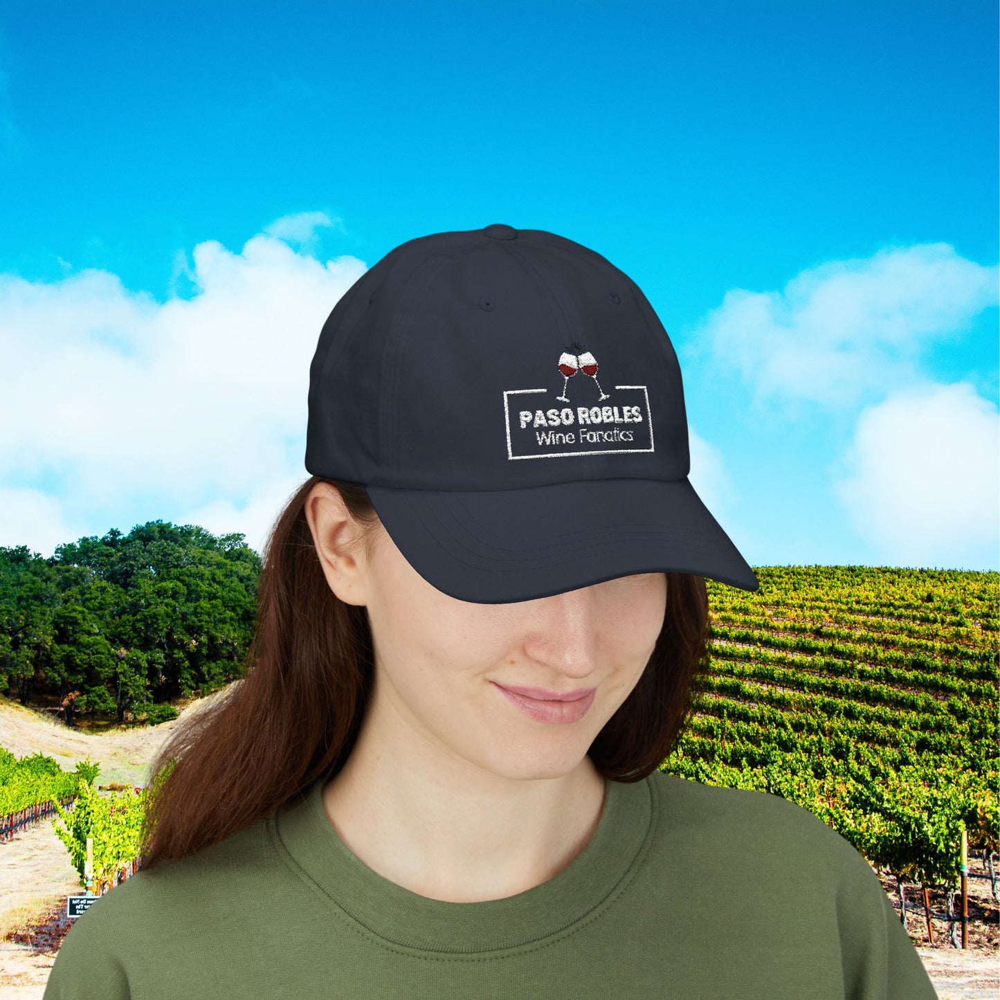 Paso Robles Wine Fanatics Toast Embroidered White Banner Cap