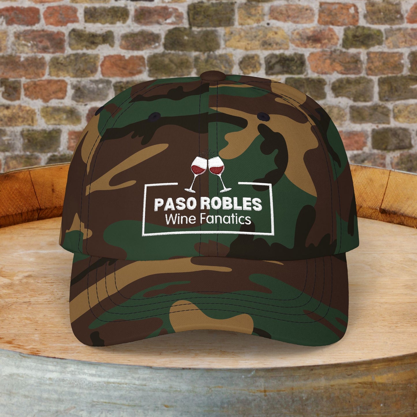 Paso Robles Wine Fanatics Toast Embroidered White Banner Cap