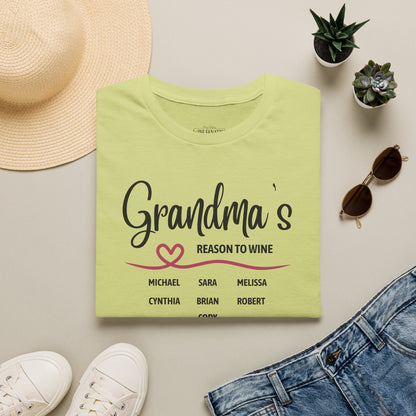 Grandma's Reason To Wine Personalized Crew Neck T-Shirt