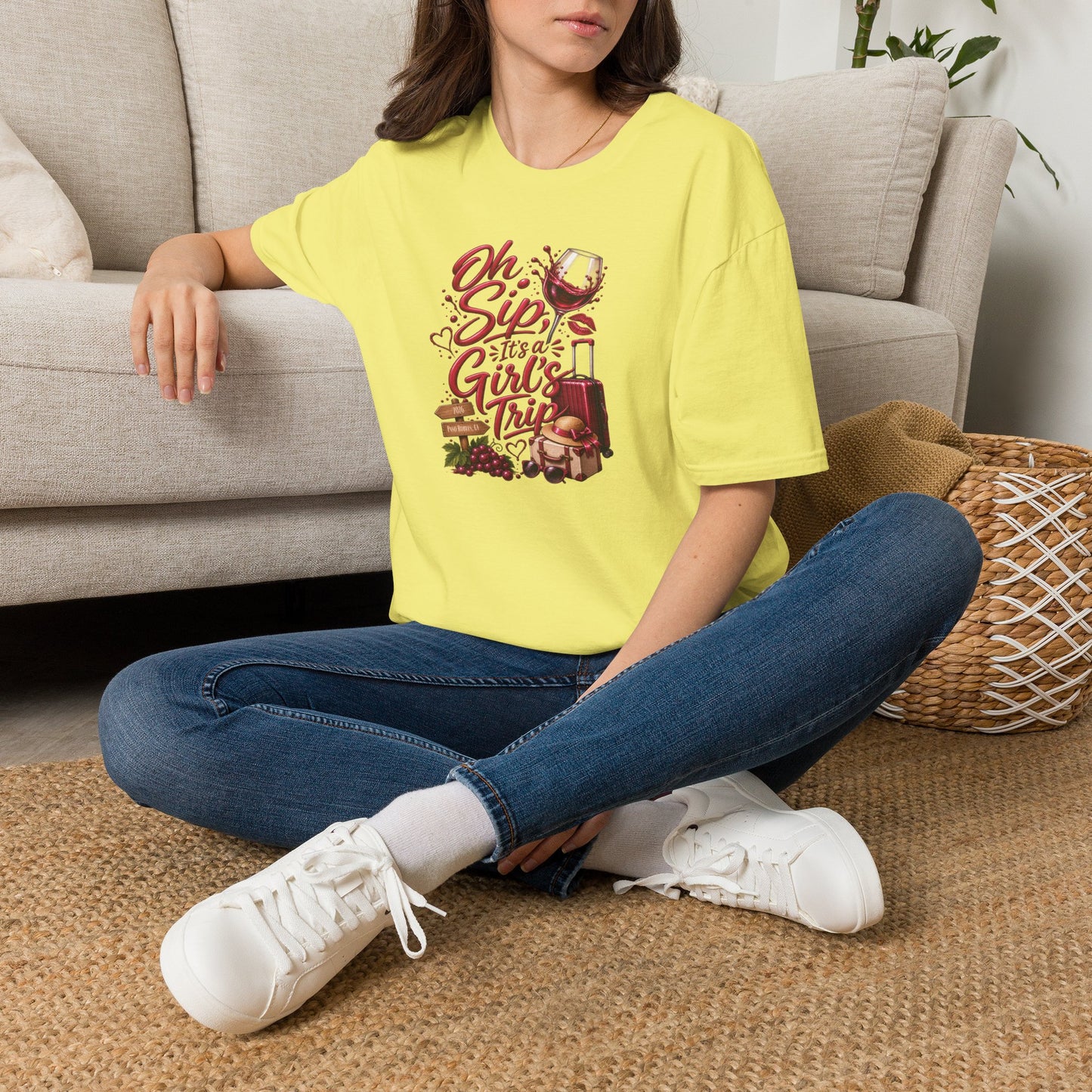 Oh Sip It's A Girl's Trip Personalized Crewneck Tee