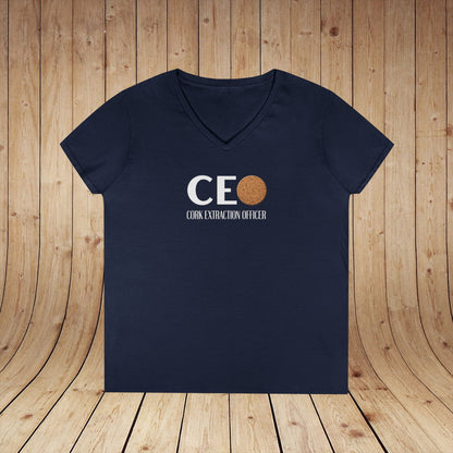 CEO Cork Extraction Officer Ladies V-Neck Tee