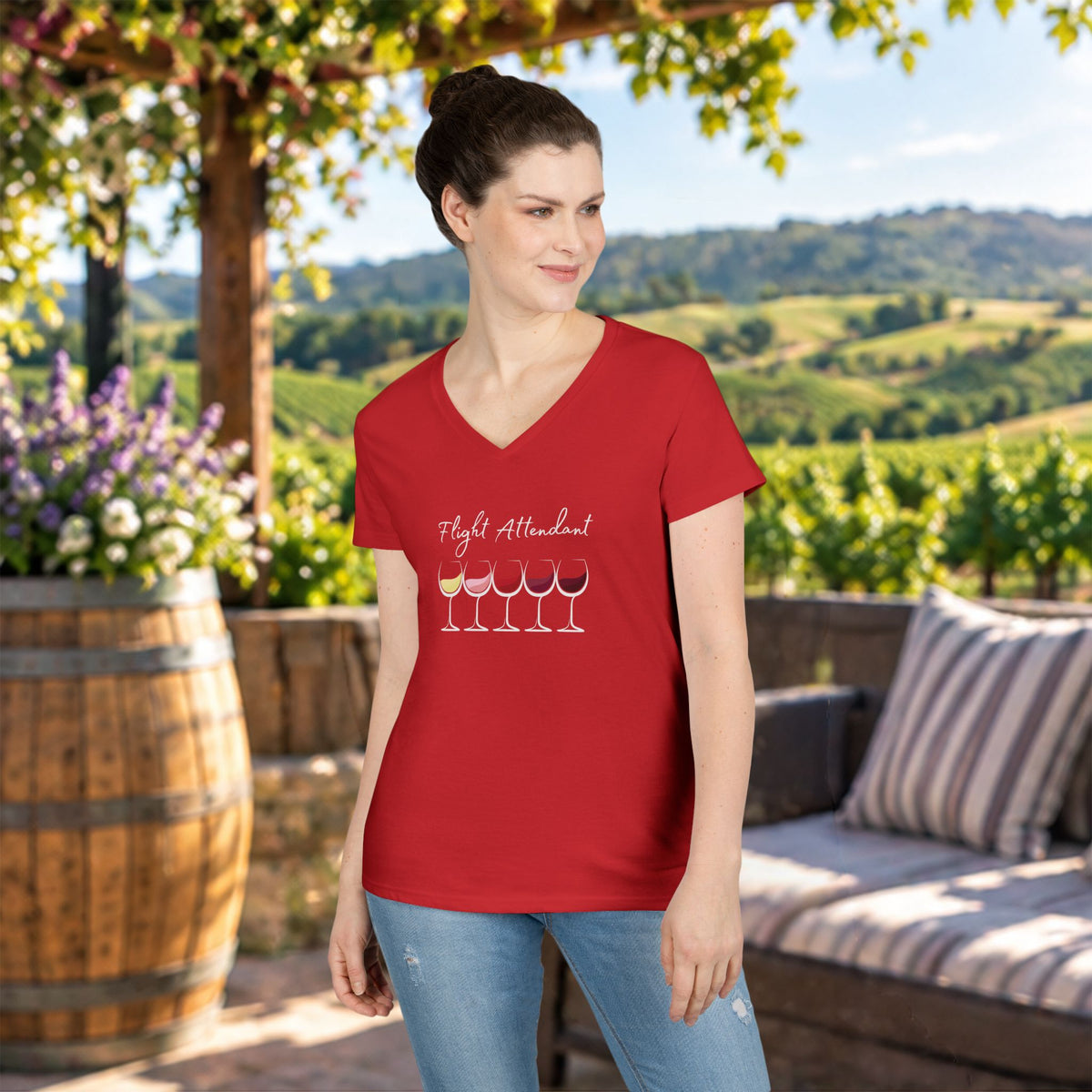 Flight Attendant Ladies V-Neck  Tee