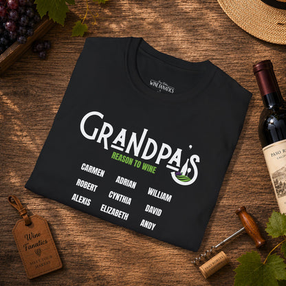 Grandpa's Reason To Wine Personalized Crew Neck T-Shirt