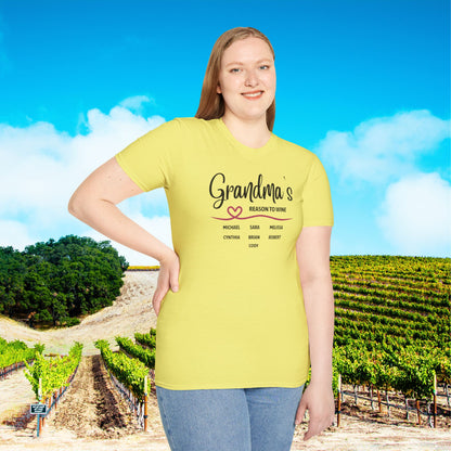 Grandma's Reason To Wine Personalized T-Shirt