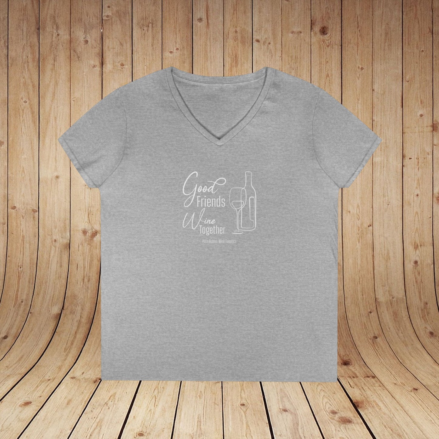 Good Friends Wine Together Ladies V-Neck Tee
