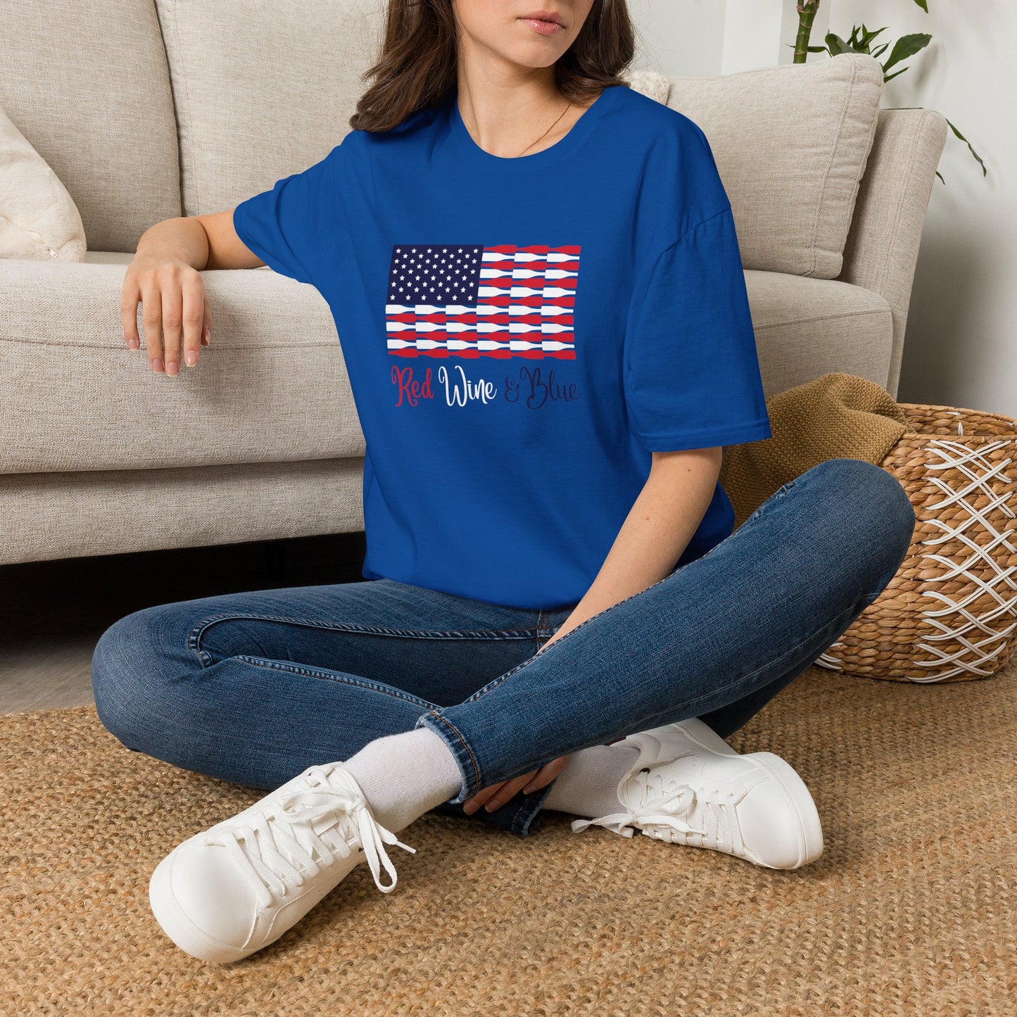Red Wine & Blue Independence Day Unisex Softstyle T-Shirt