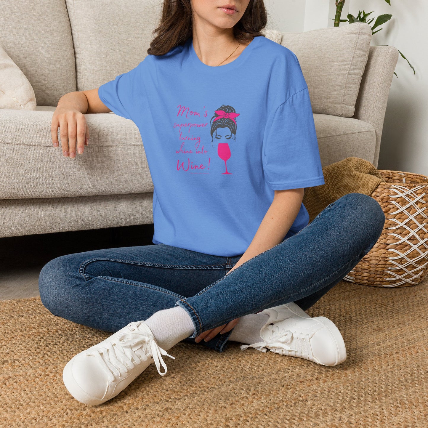 Mom's superpower, turning whine into Wine! Crewneck Tee