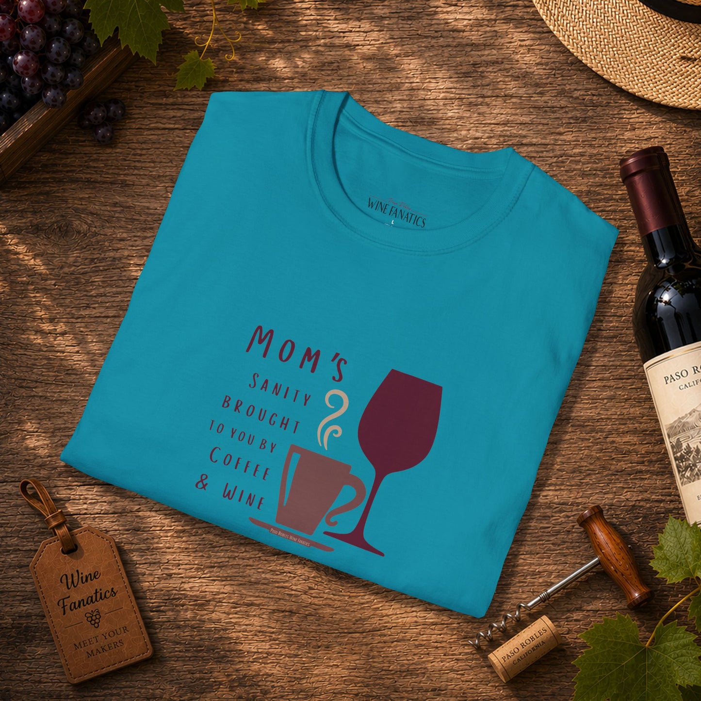 Mom's sanity brought to you by Coffee & Wine Crewneck Tee