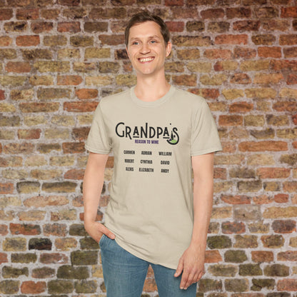 Grandpa's Reason To Wine Personalized Crew Neck T-Shirt