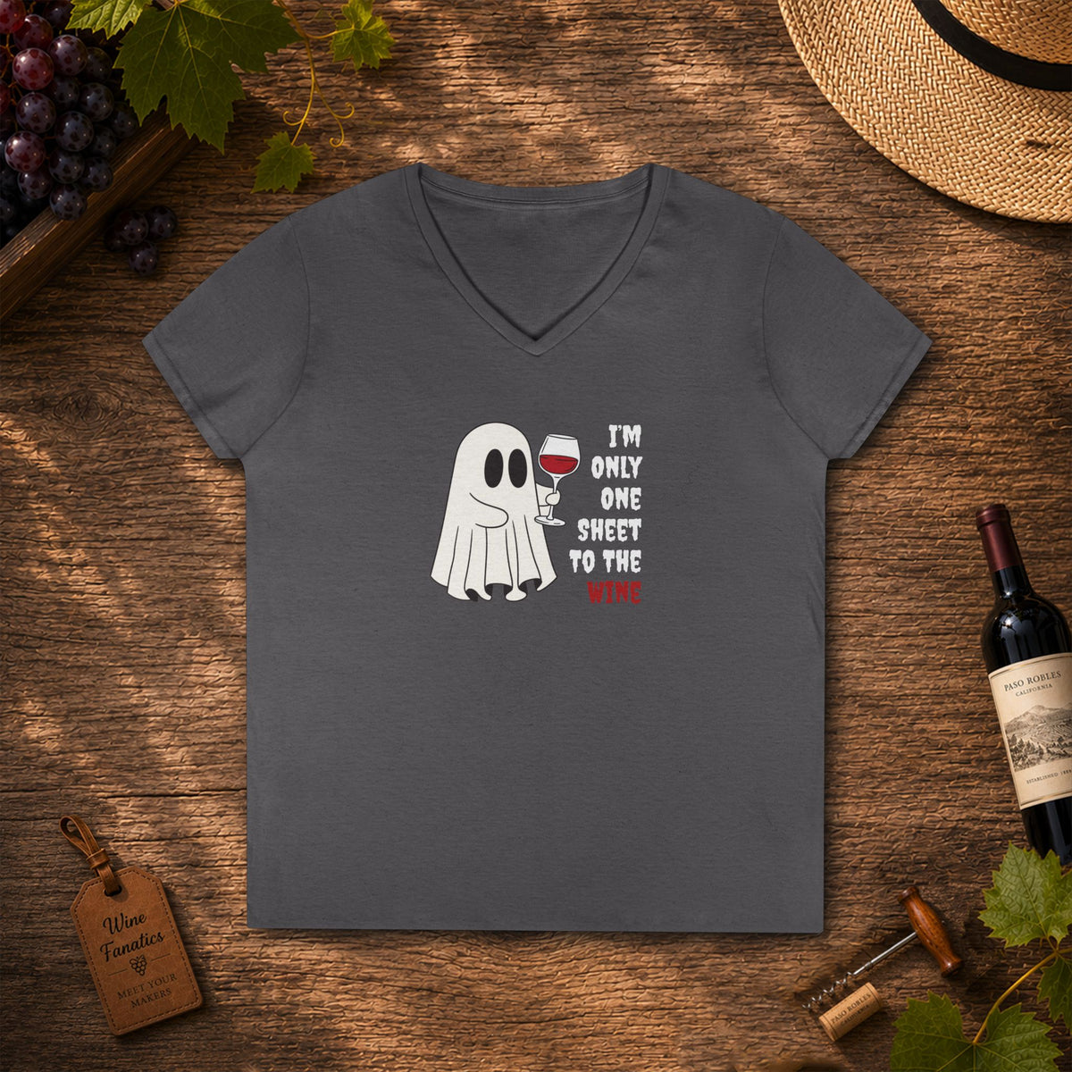 One Sheet To The Wine Ladies V-Neck Tee