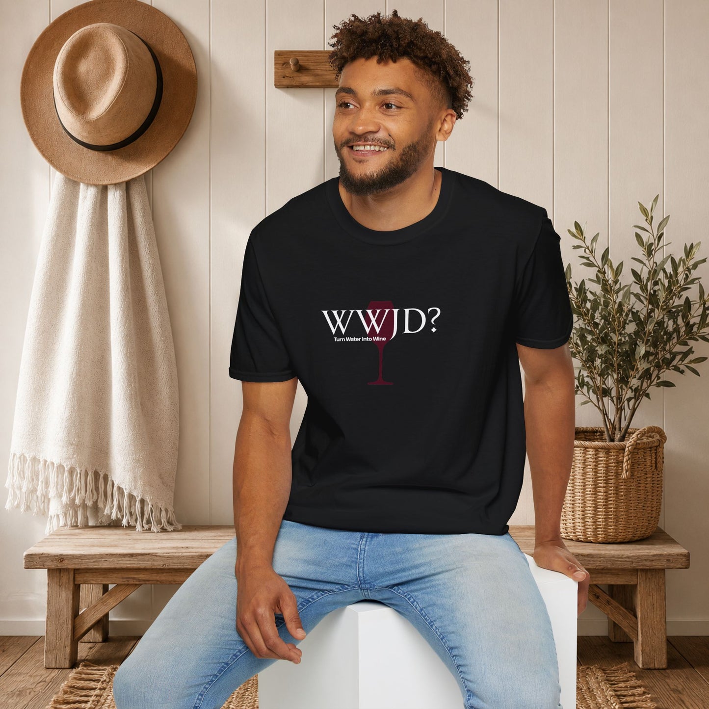 WWJD? Turn Water Into Wine Crewneck Tee