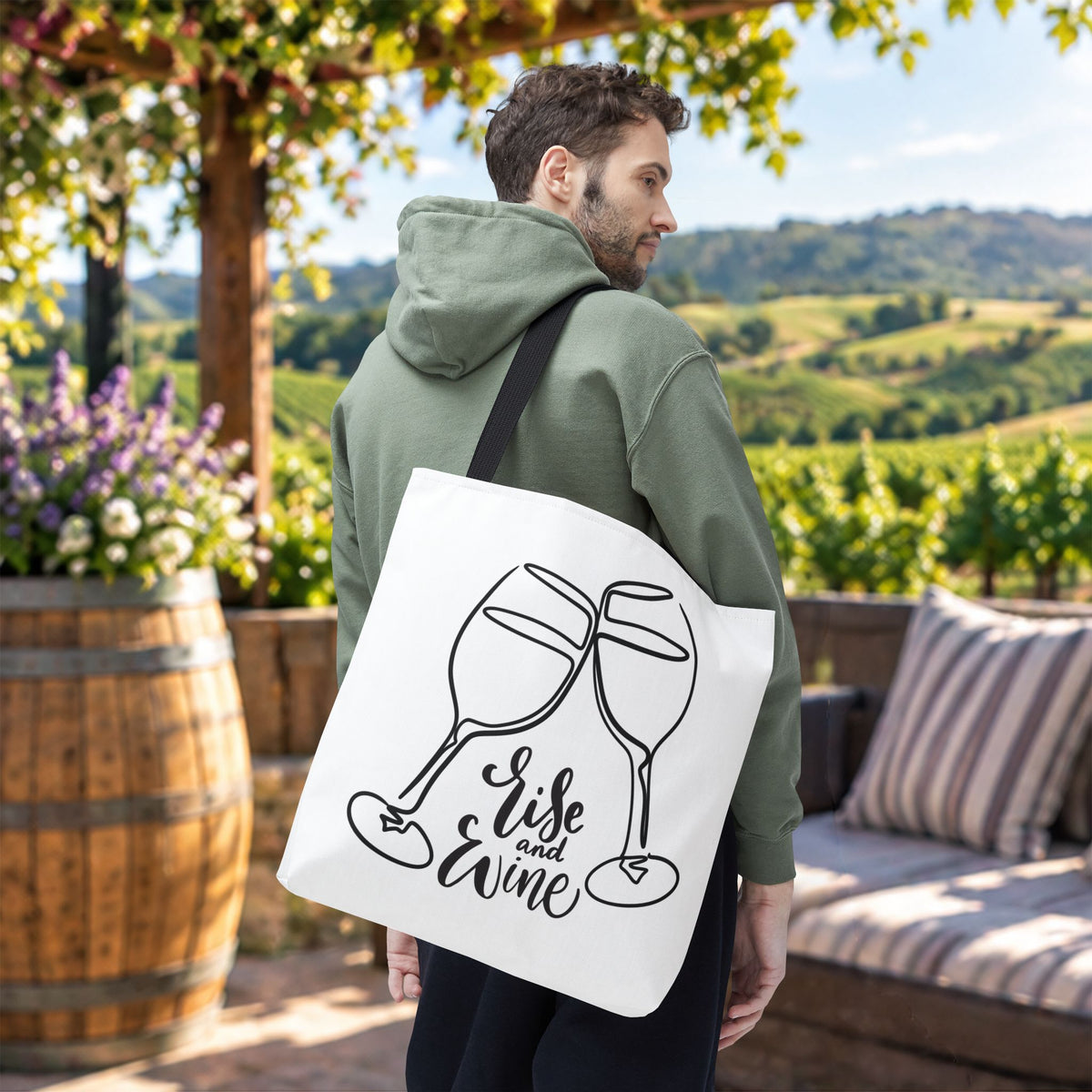 Rise & Wine Personalized Tote Bag