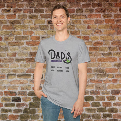 Dad's Reason To Wine Personalized Crew Neck T-Shirt