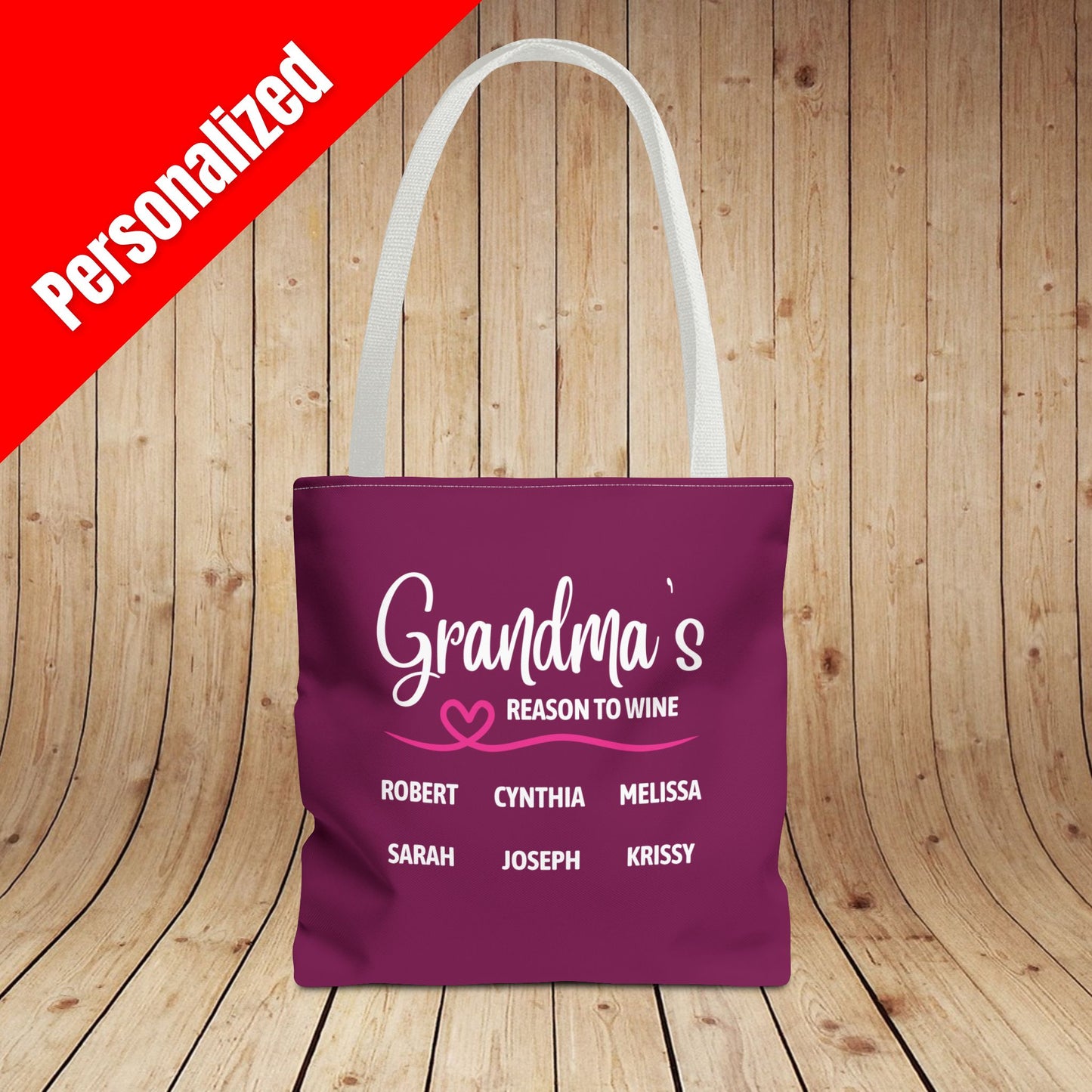Grandma's Reason To Wine Personalized Tote Bag