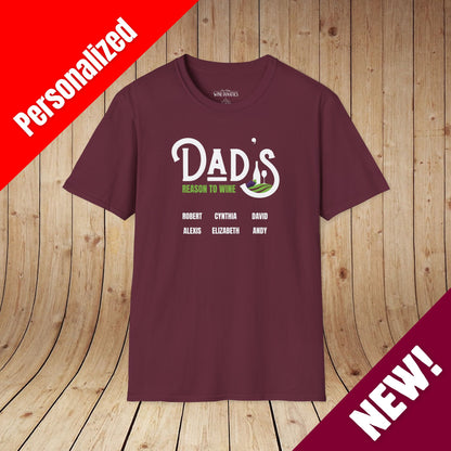 Dad's Reason To Wine Personalized T-Shirt