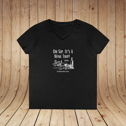 Oh Sip It's A Wine Trip Ladies V-Neck  Tee