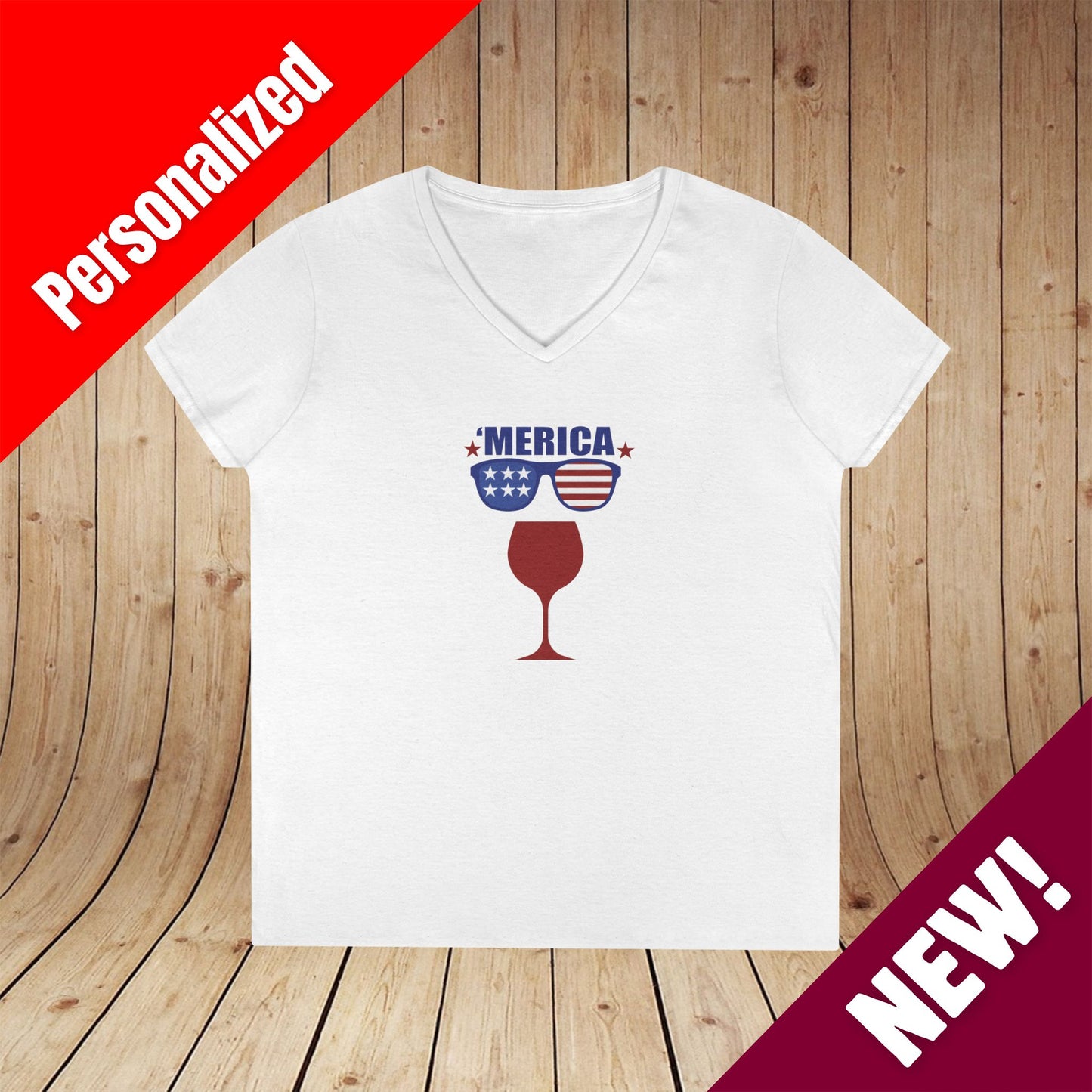 'Merica Independence Day Ladies V-Neck Tee