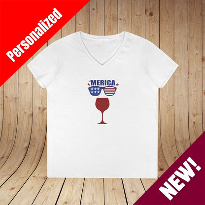 'Merica Independence Day Ladies V-Neck Tee