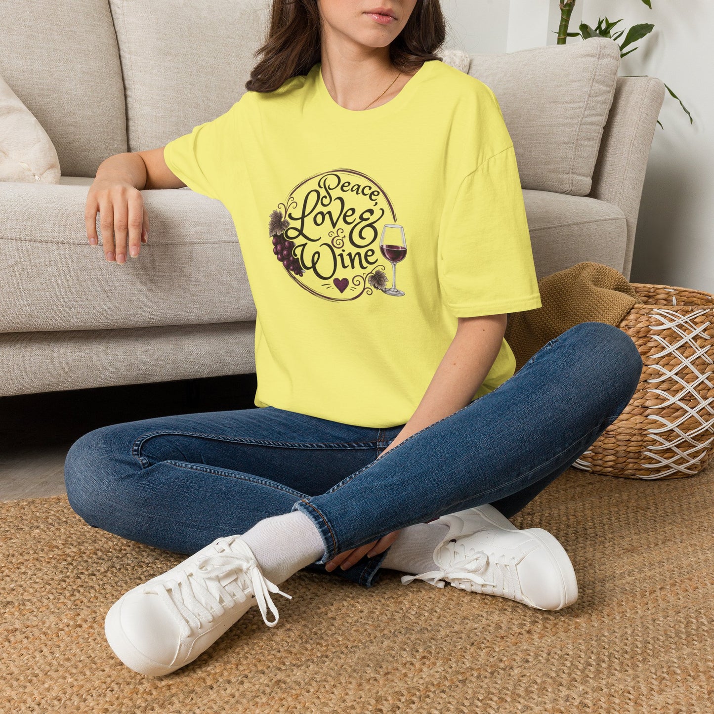 Peace, Love & Wine Crewneck Tee