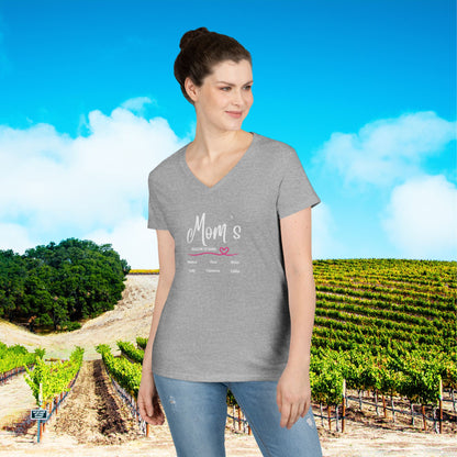 Mom's Reason To Wine Personalized Ladies V-Neck Tee