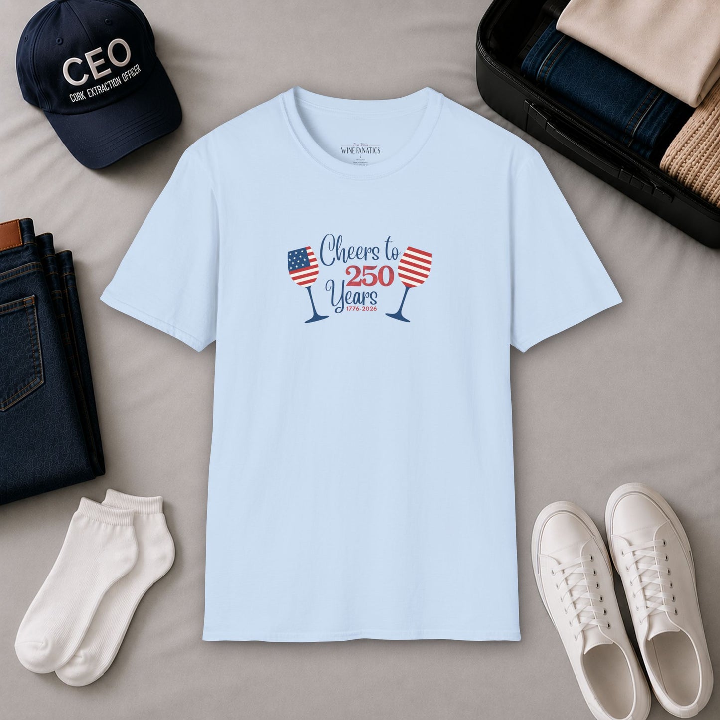 Cheers to 250 Years Independence Day Unisex Softstyle T-Shirt