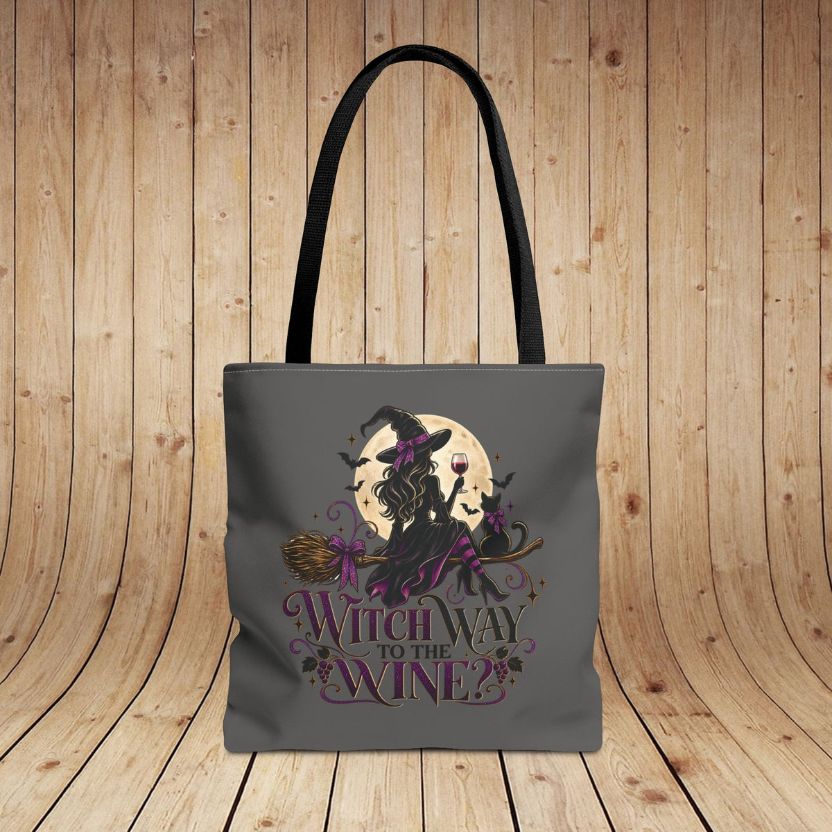 Witch Way To The Wine Personalized Tote Bag