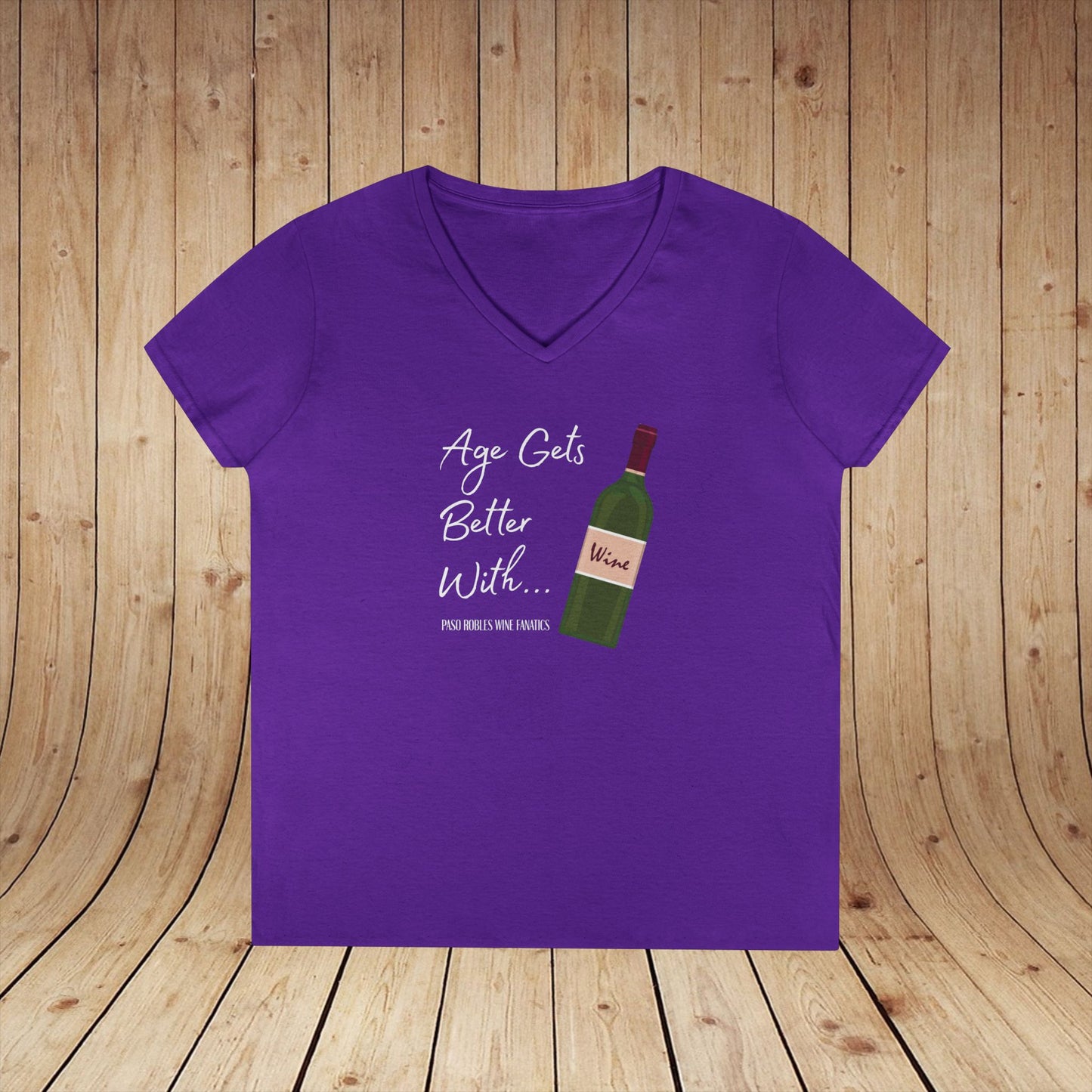 Age Gets Better With Wine Ladies V-Neck Tee