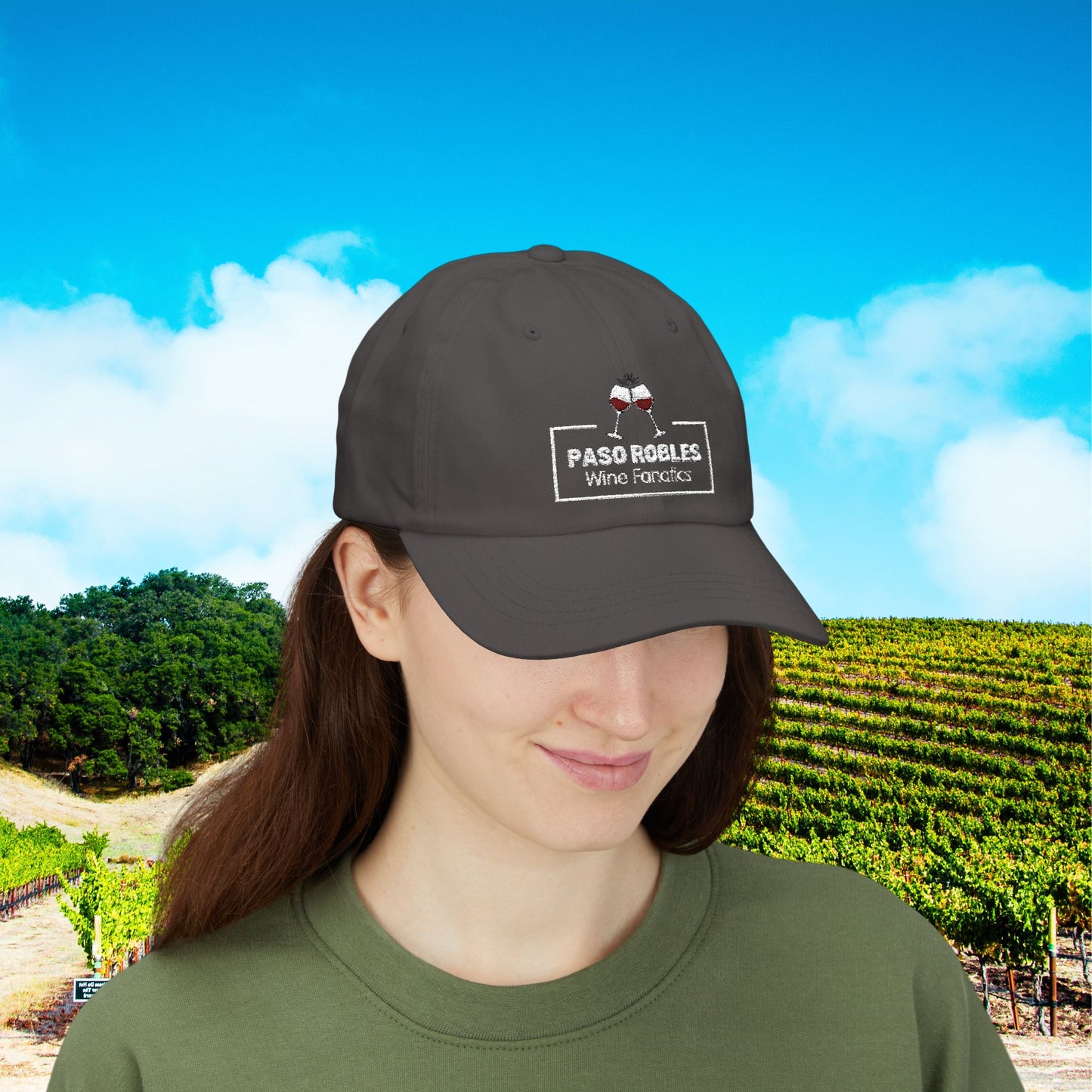 Paso Robles Wine Fanatics Toast Embroidered White Banner Cap
