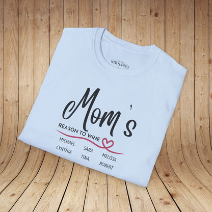 Mom's Reason To Wine Personalized Tee