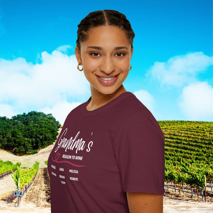 Grandma's Reason To Wine Personalized T-Shirt
