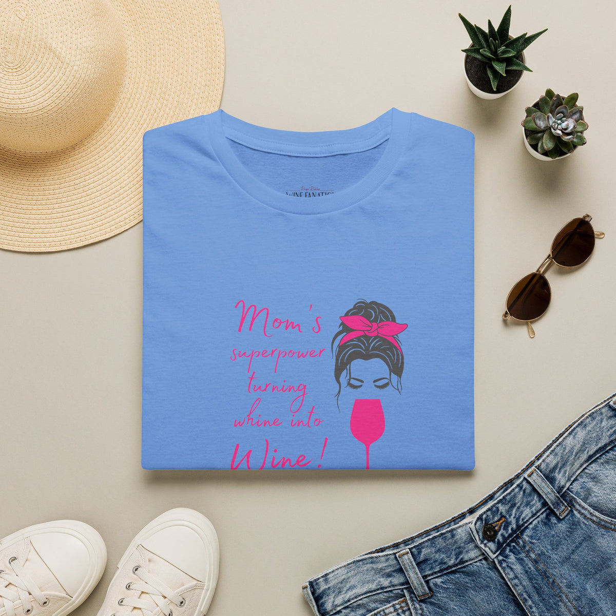 Mom's superpower, turning whine into Wine! Crewneck Tee