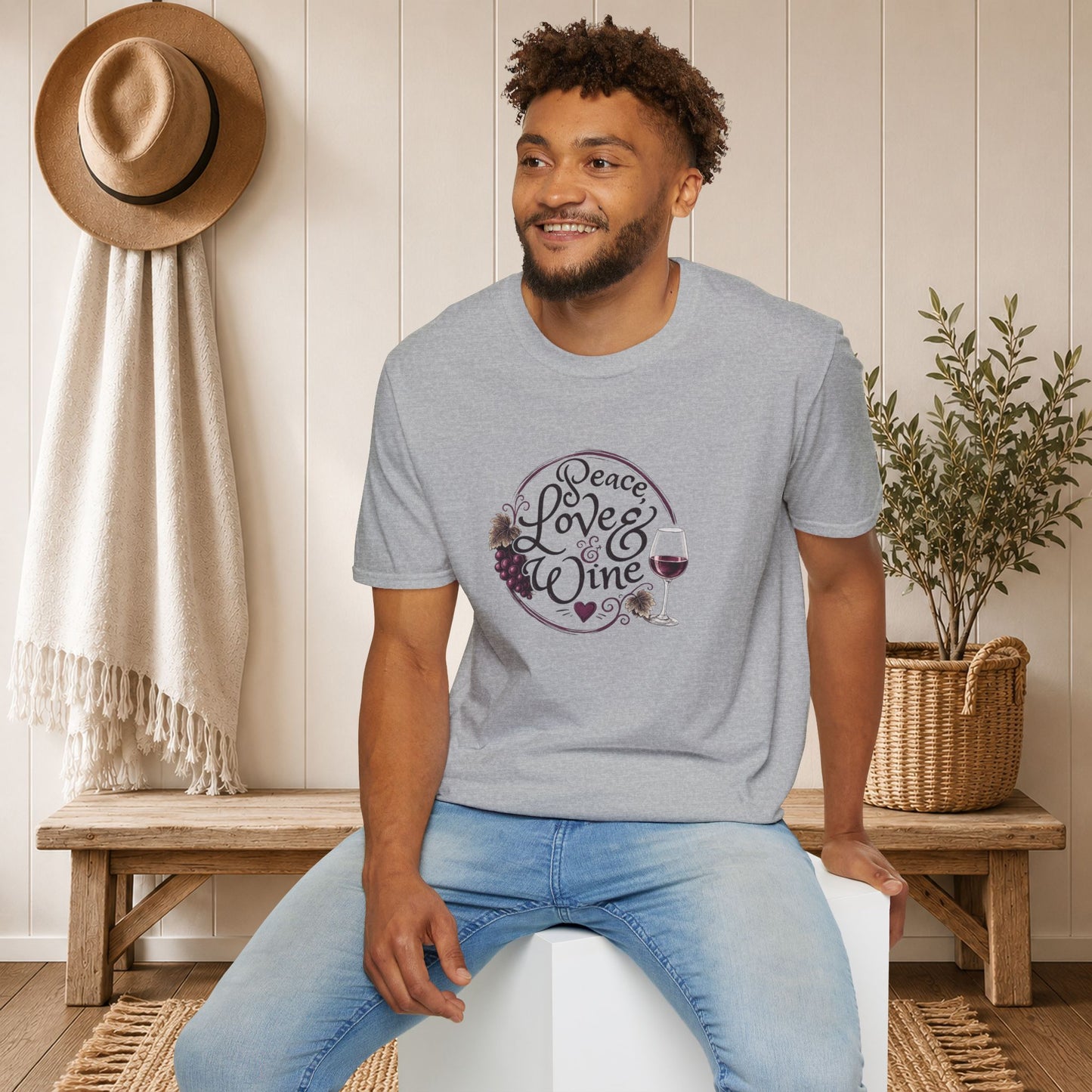 Peace, Love & Wine Crewneck Tee