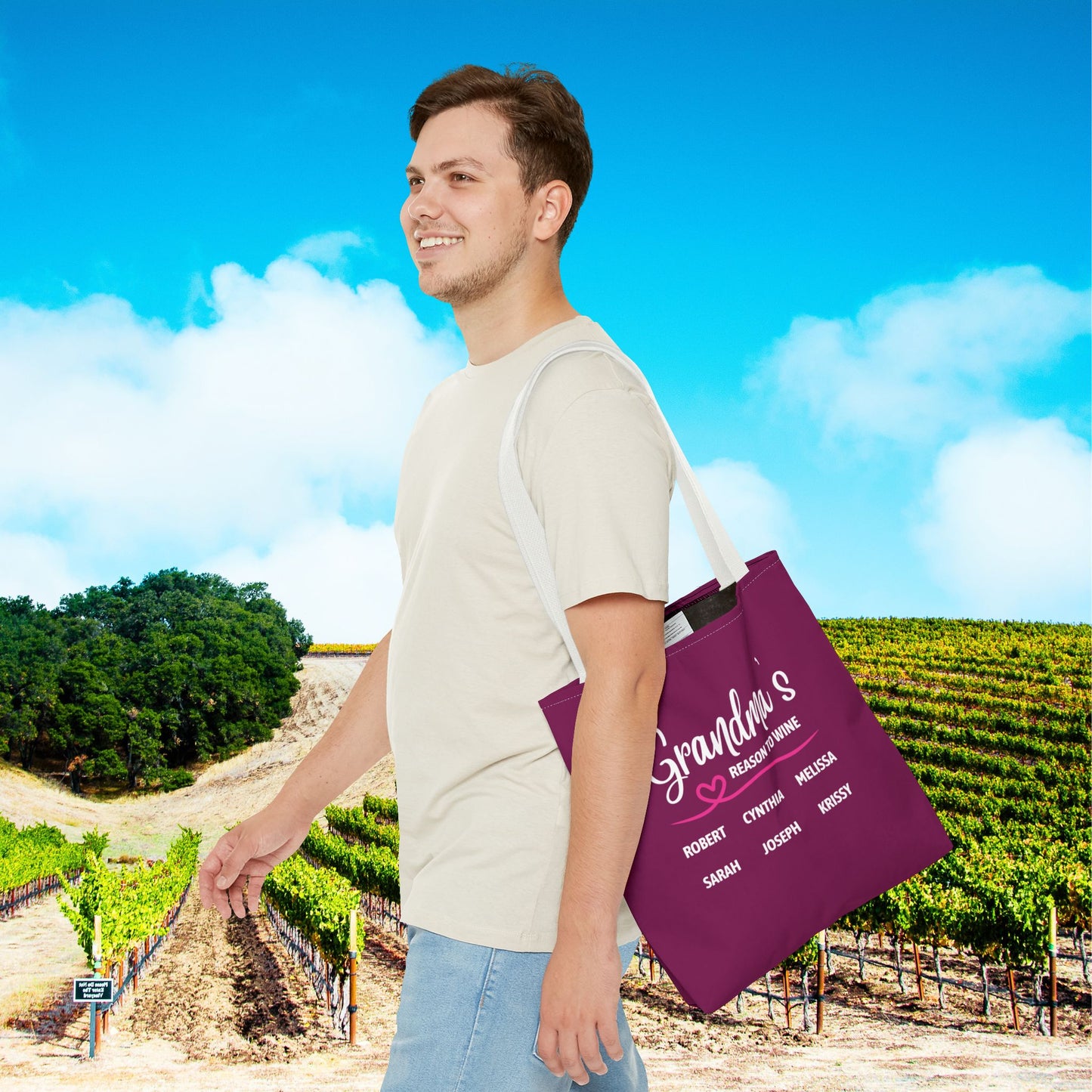 Grandma's Reason To Wine Personalized Tote Bag