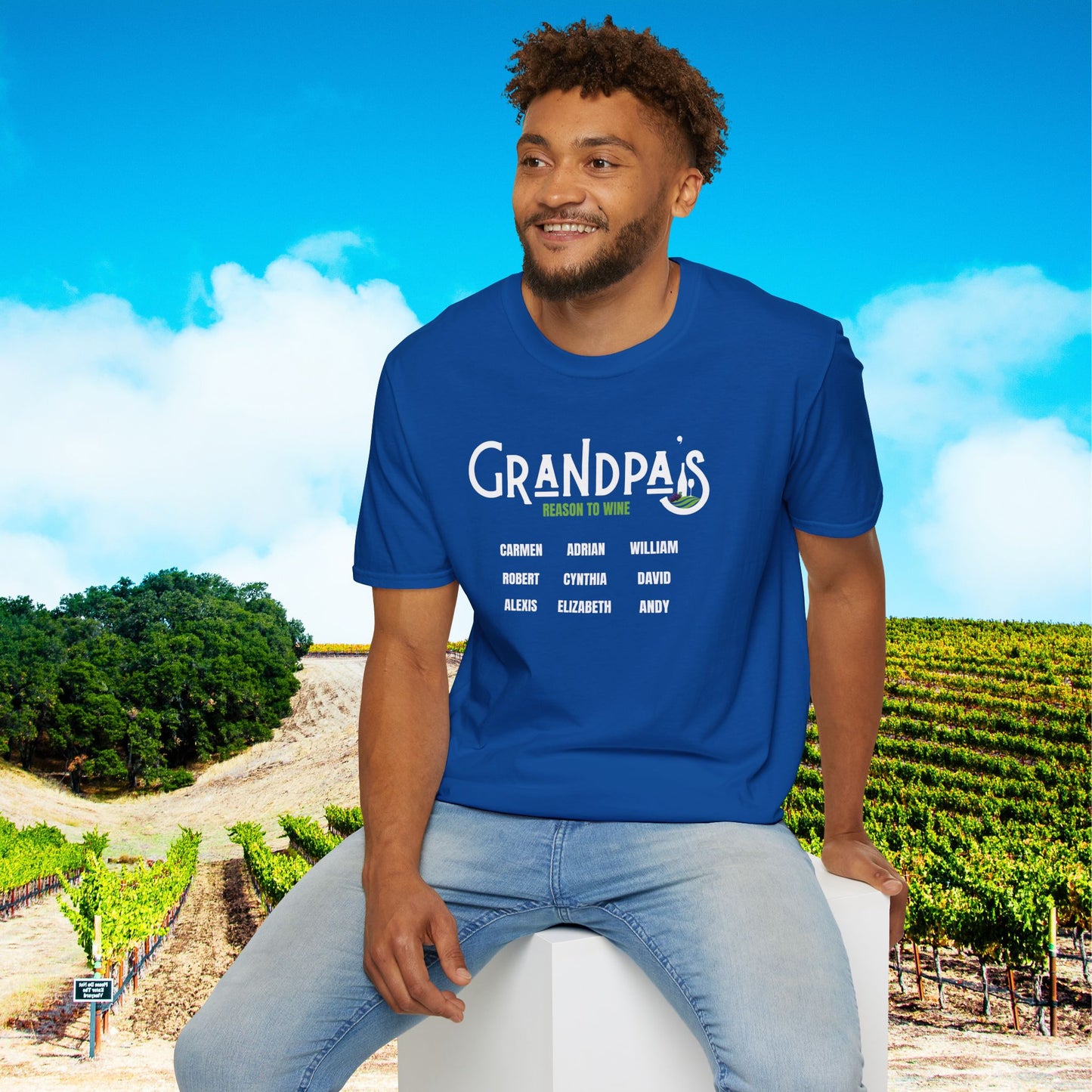 Grandpa's Reason To Wine Personalized T-Shirt