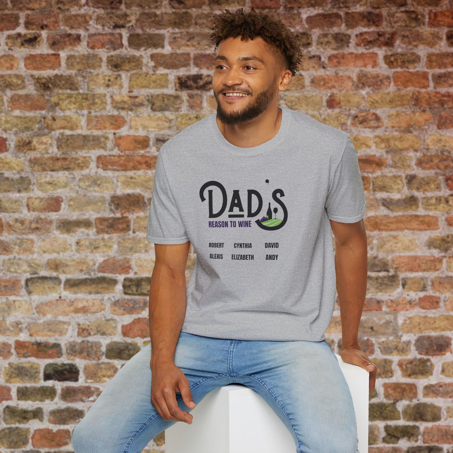 Dad's Reason To Wine Personalized Crew Neck T-Shirt
