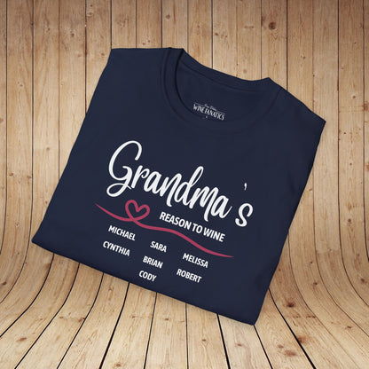 Grandma's Reason To Wine Personalized T-Shirt