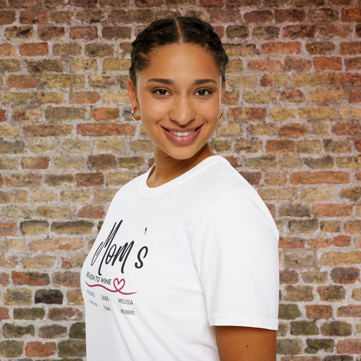 Mom's Reason To Wine Personalized Crew Neck Tee