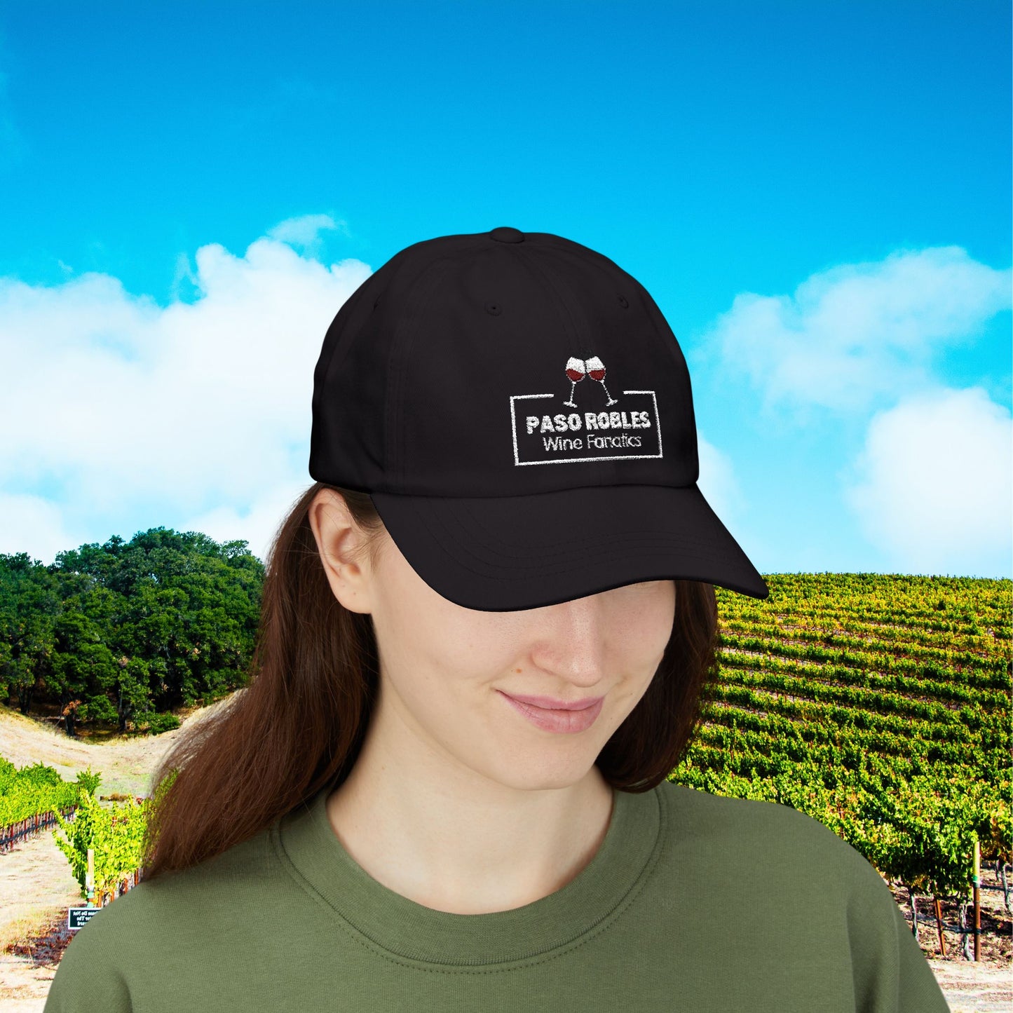 Paso Robles Wine Fanatics Toast Embroidered White Banner Cap
