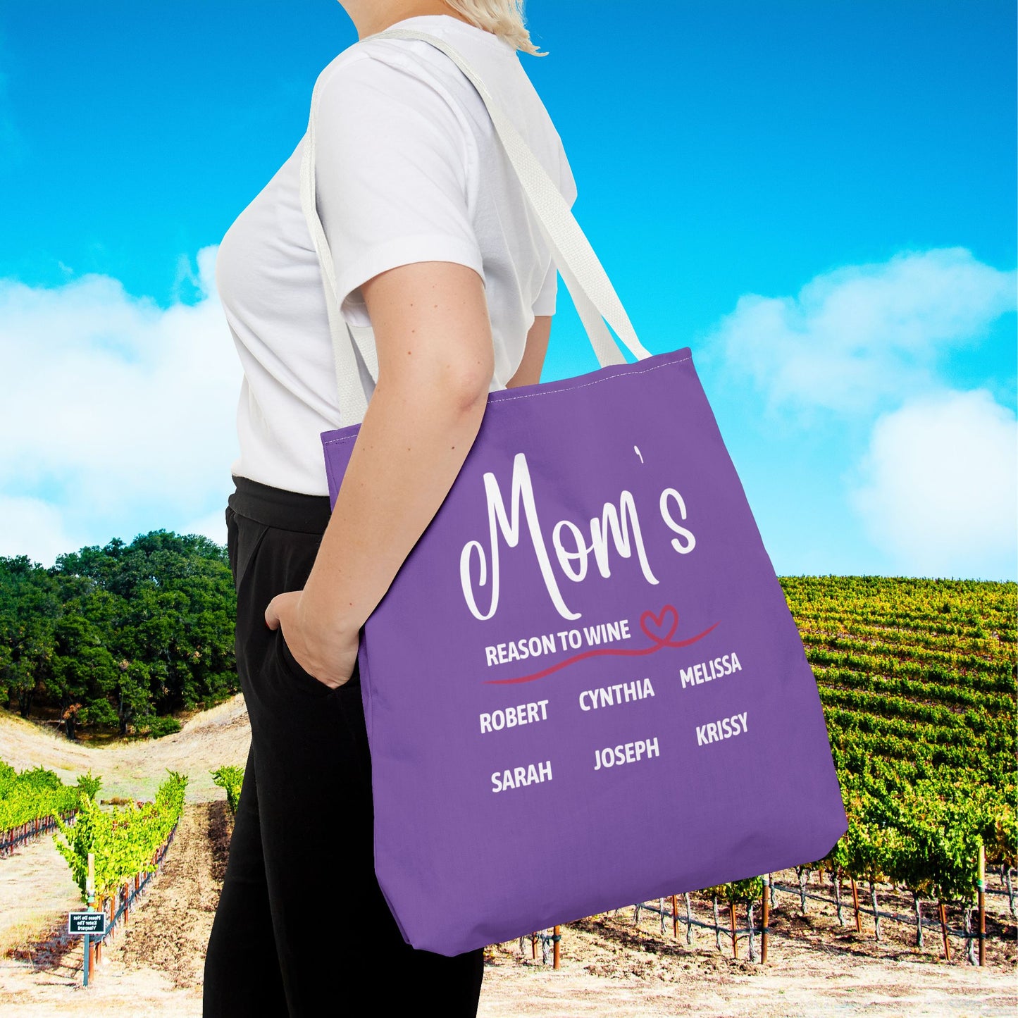 Mom's Reason To Wine Personalized Tote Bag